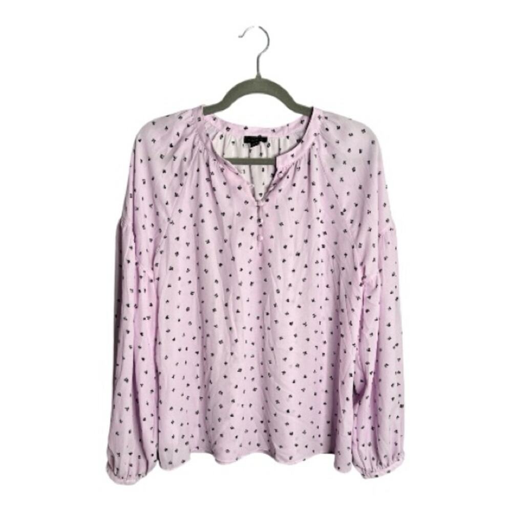 Ann Taylor Purple Floral Blouse Button Detail Medium